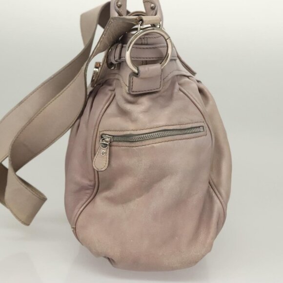 Salvatore Ferragamo Gancini Hand Bag Leather 2way Purple Silver Auth - Picture 5 of 16